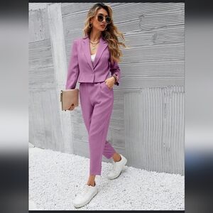 Lilac Purple Blazer and Pants Set L 8 10